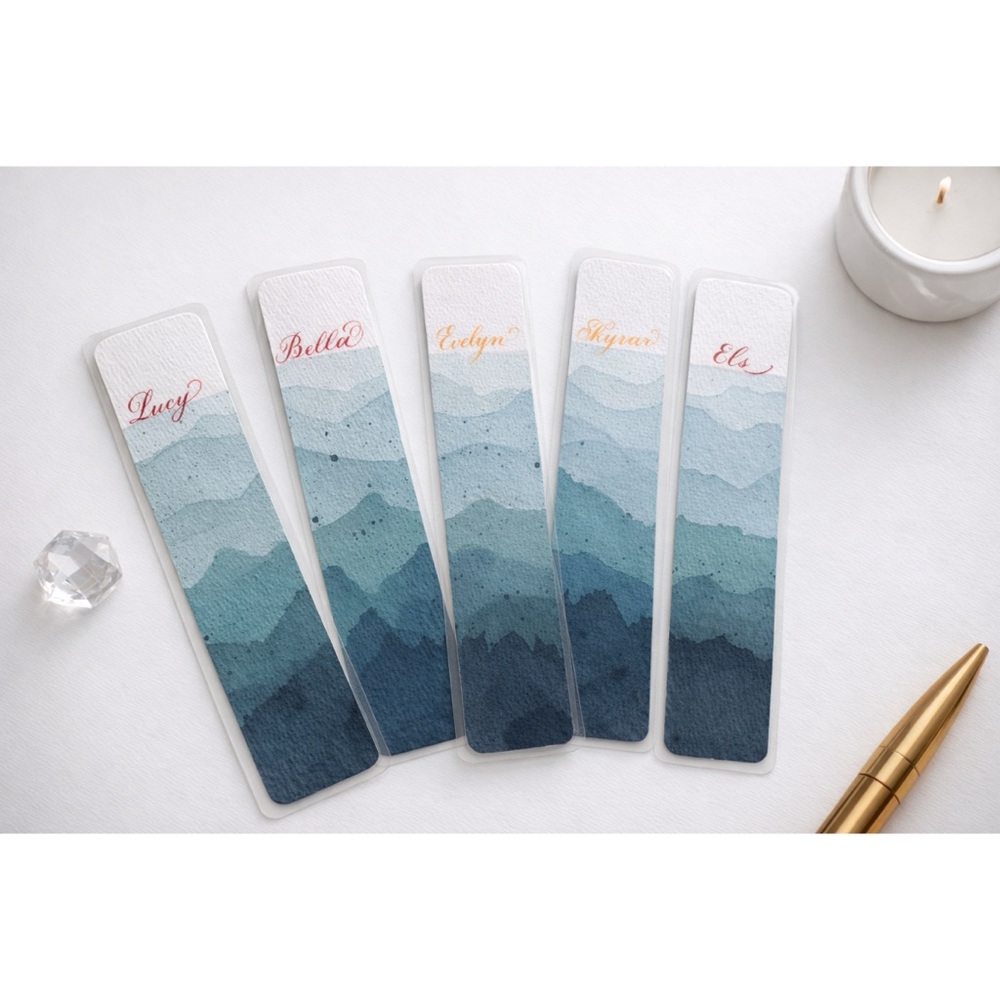 ORIGINAL Elegant Blue Gradient Bookmarks Set